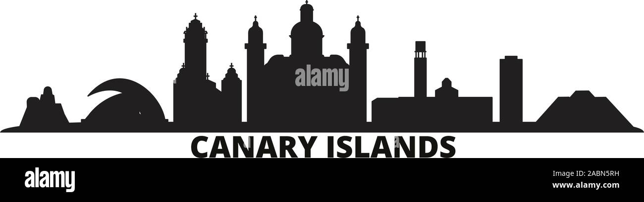 Espagne, Canaries ville vector illustration isolé. Espagne, Canaries billet black cityscape Illustration de Vecteur