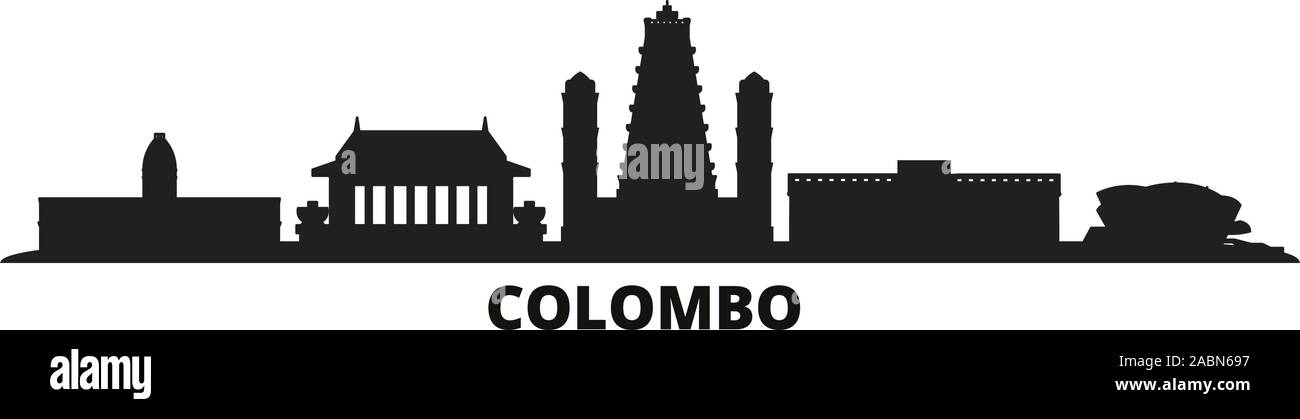 Sri Lanka, Colombo ville illustration vectorielles. Sri Lanka, Colombo billet black cityscape Illustration de Vecteur