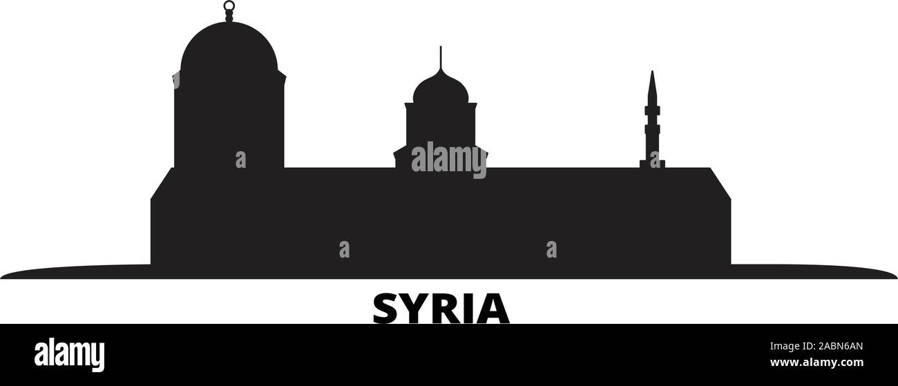 La Syrie ville vector illustration isolé. La Syrie noir voyage cityscape Illustration de Vecteur