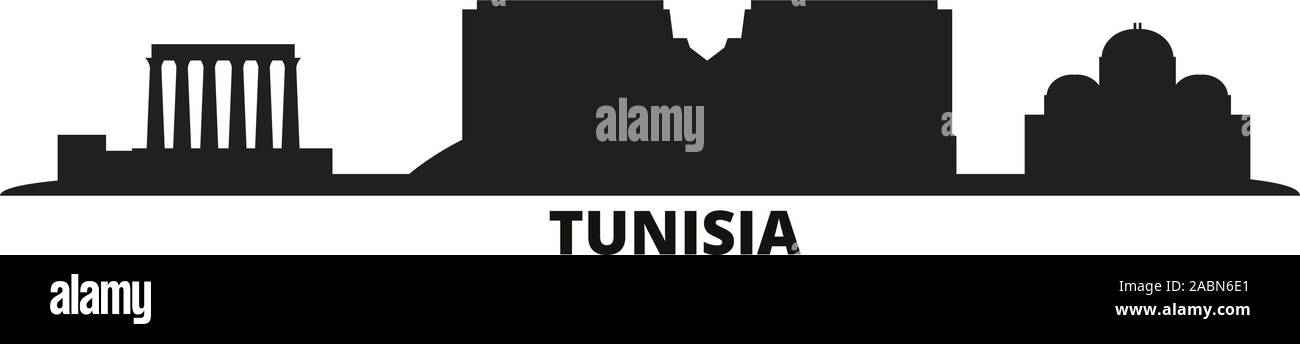 Tunisie ville d'illustration vectorielle, isolé. Tunisie billet black cityscape Illustration de Vecteur