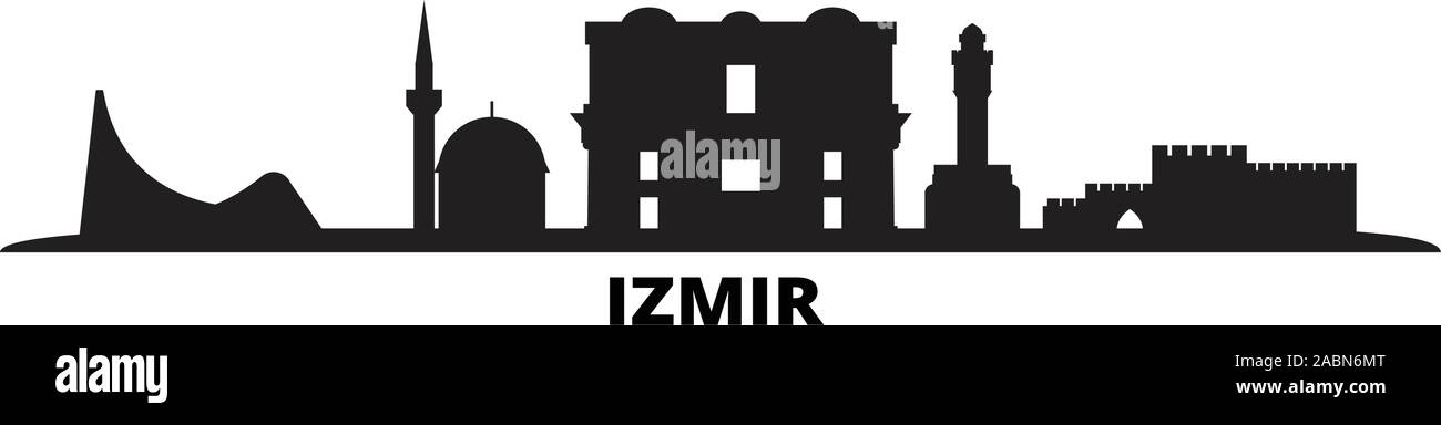 La Turquie, Izmir ville illustration vectorielles. La Turquie, Izmir billet black cityscape Illustration de Vecteur
