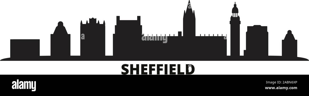 Royaume-uni, Sheffield City skyline illustration vectorielles. Royaume-uni, Sheffield noir voyage cityscape Illustration de Vecteur