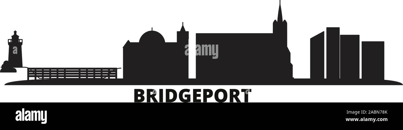 United States, Bridgeport ville illustration vectorielles. United States, Bridgeport billet black cityscape Illustration de Vecteur