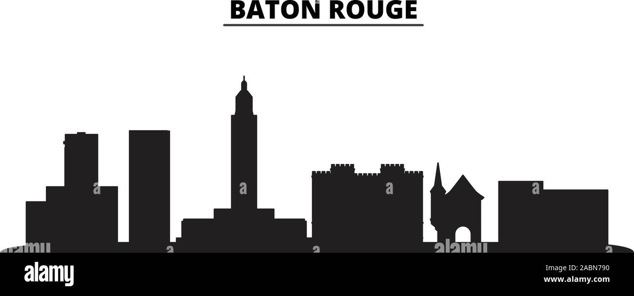 United States, Baton Rouge city skyline vector illustration isolé. United States, Baton Rouge noir voyage cityscape Illustration de Vecteur