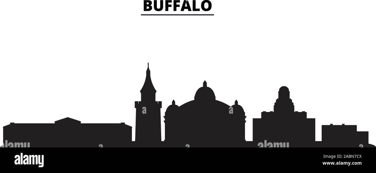 United States, Buffalo city skyline illustration vectorielles. Etats Unis, Buffalo noir voyage cityscape Illustration de Vecteur