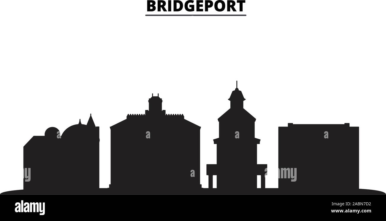 United States, Bridgeport Ville Ville skyline vector illustration isolé. United States, Bridgeport voyage ville paysage urbain noir Illustration de Vecteur