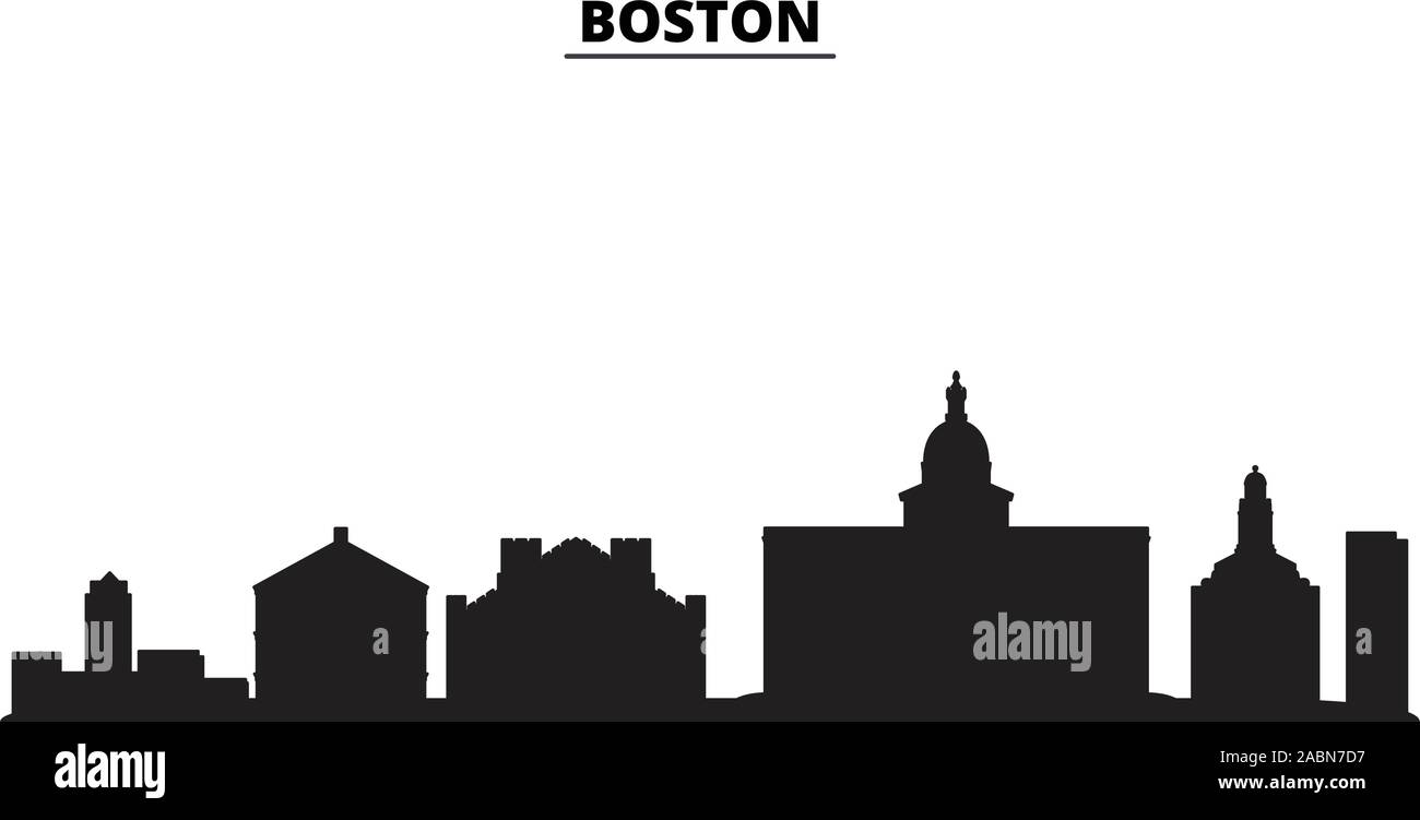 United States, Boston city skyline vector illustration isolé. United States, Boston noir voyage cityscape Illustration de Vecteur