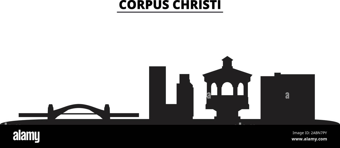 Etats Unis, Corpus Christi ville vector illustration isolé. Etats Unis, Corpus Christi noir voyage cityscape Illustration de Vecteur