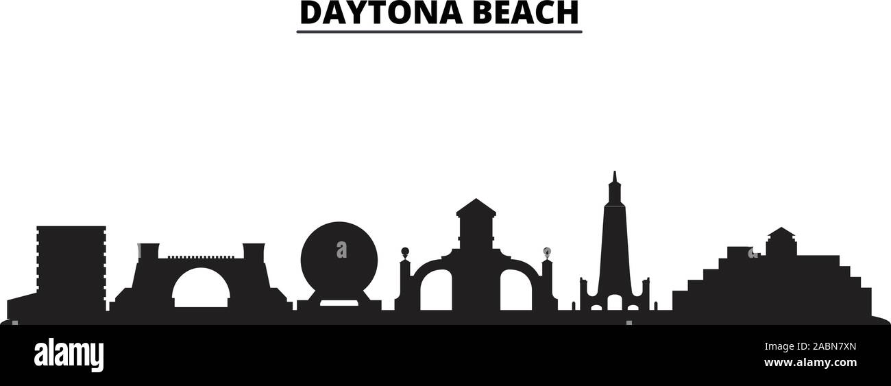 United States, Daytona Beach city skyline illustration vectorielles. United States, Daytona Beach noir voyage cityscape Illustration de Vecteur