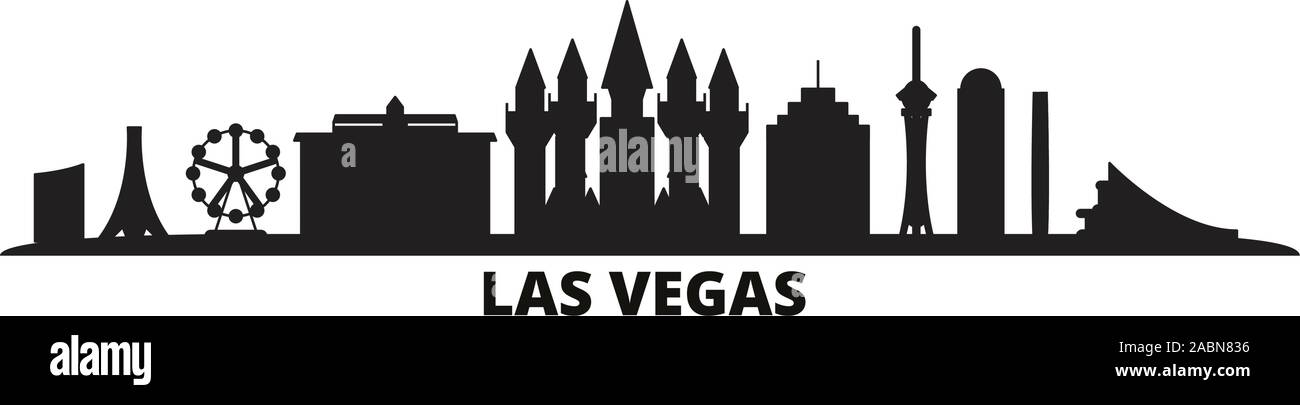 Etats Unis, Las Vegas city skyline vector illustration isolé. États-unis, Las Vegas noir voyage cityscape Illustration de Vecteur