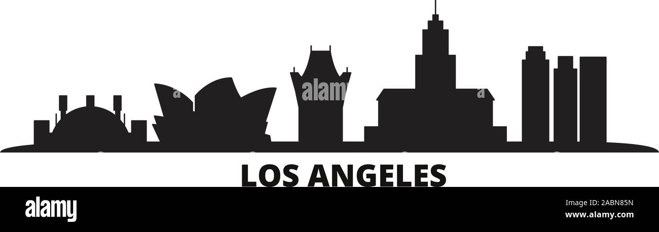 United States, Los Angeles City skyline vector illustration isolé. United States, Los Angeles noir voyage cityscape Illustration de Vecteur