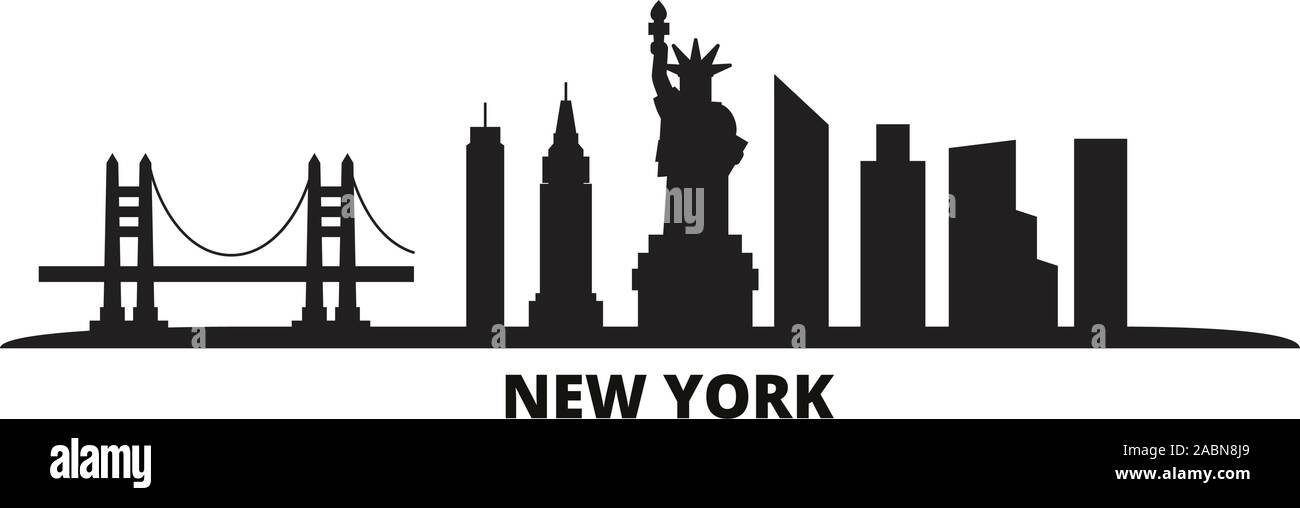 United States, New York city skyline illustration vectorielles. United States, New York noir voyage cityscape Illustration de Vecteur