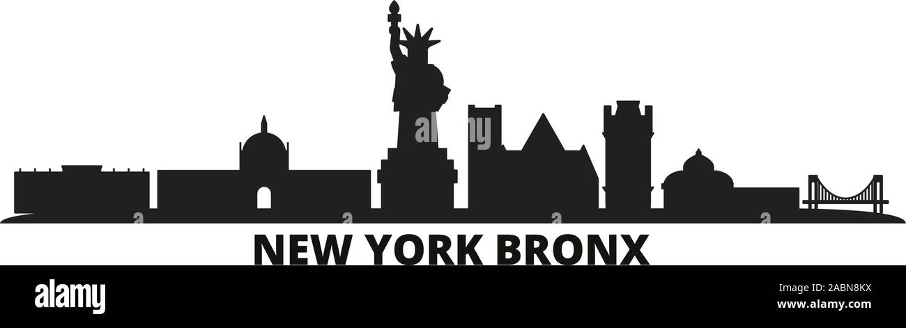 United States, Bronx à New York city skyline illustration vectorielles. United States, New York Bronx noir voyage cityscape Illustration de Vecteur