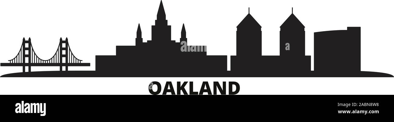 United States, Oakland city skyline illustration vectorielles. United States, Oakland billet black cityscape Illustration de Vecteur
