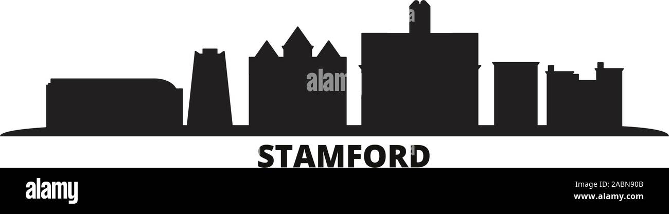 United States, Stamford ville illustration vectorielles. United States, Stamford noir voyage cityscape Illustration de Vecteur