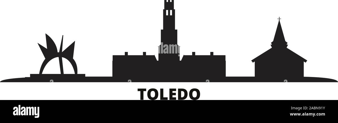 United States, Tolède ville illustration vectorielles. United States, Toledo noir voyage cityscape Illustration de Vecteur