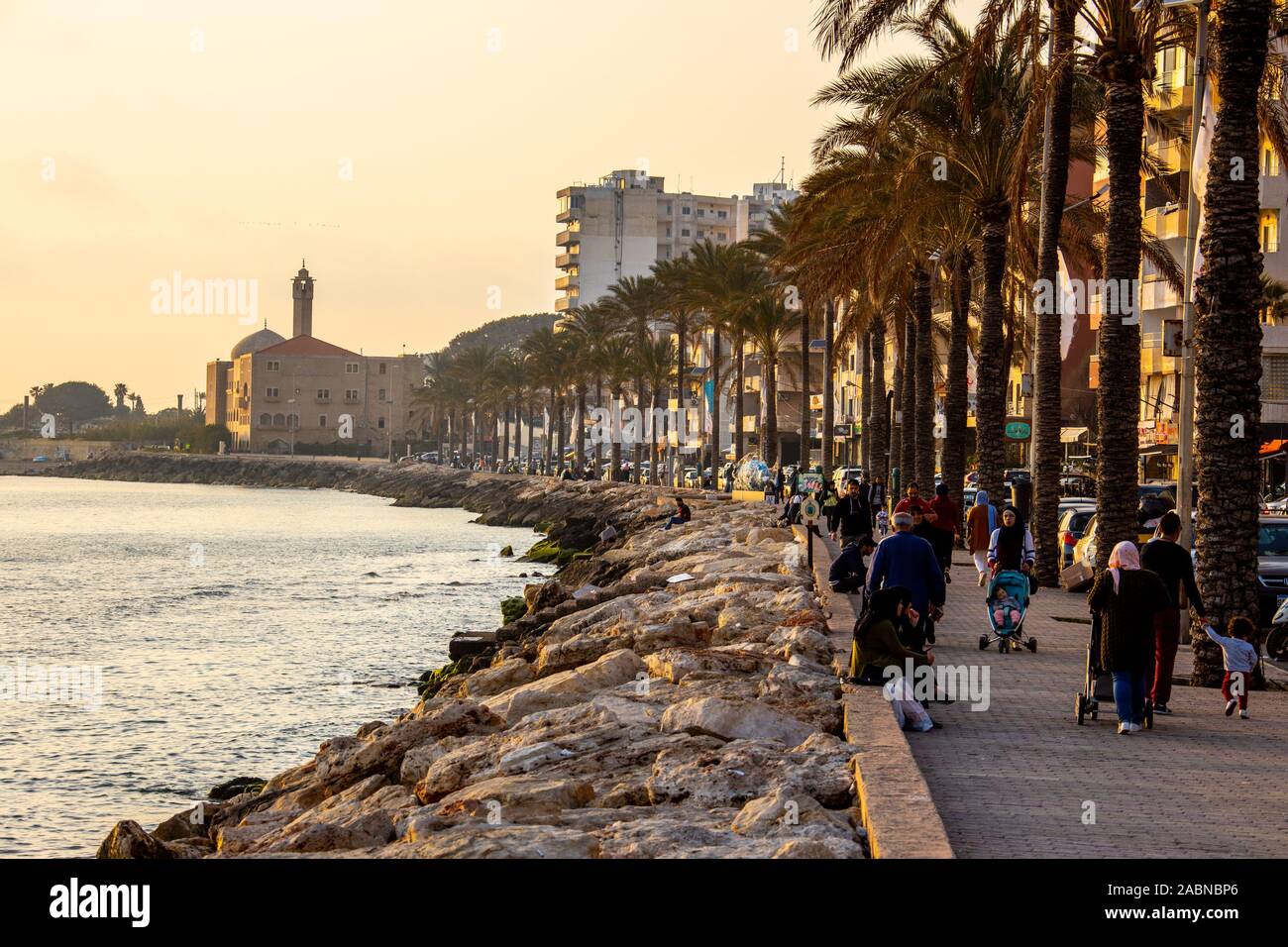 Mer, Tyr, Liban Banque D'Images