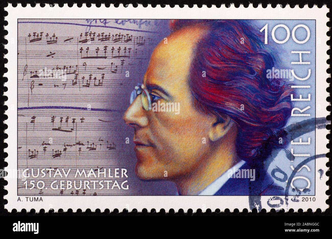 Portrait de Gustav Mahler sur timbre-poste Banque D'Images