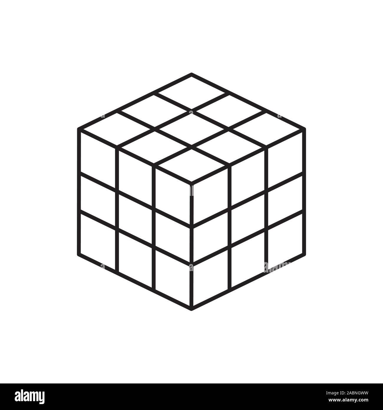 Ligne vectorielle, icône vecteur linéaire. cube puzzle jouets, 4x4 carré. Jouet puzzle mécanique. vector illustration isolé sur fond blanc. Élément de bébé Illustration de Vecteur