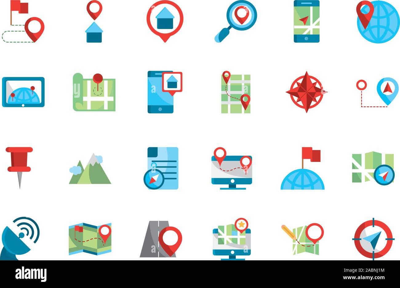 La carte gps et icônes de navigation collection vector illustration ...