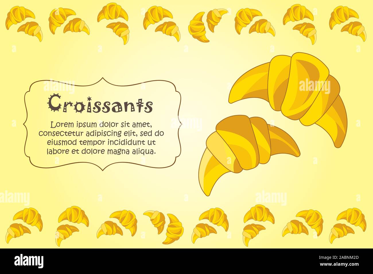 Carte pour notes de cuisine. Blanc avec un croissant l'ornement. Carte de cuisine. Un croissant Illustration de Vecteur