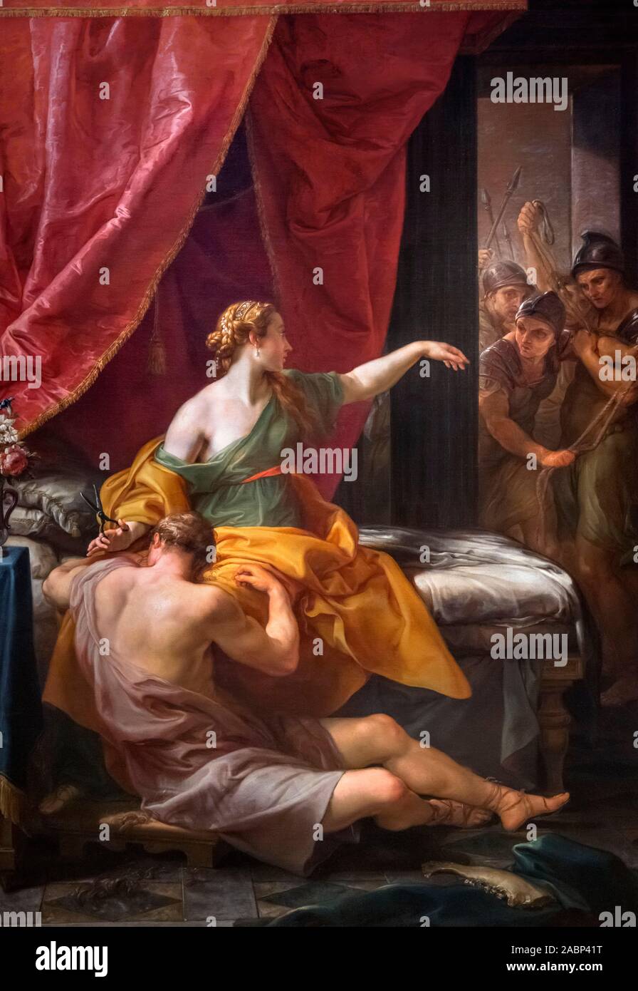 Pompeo Batoni. Samson et Delilah par l'artiste italien Pompeo Girolamo Batoni (1708-1787), huile sur toile, 1766 Banque D'Images