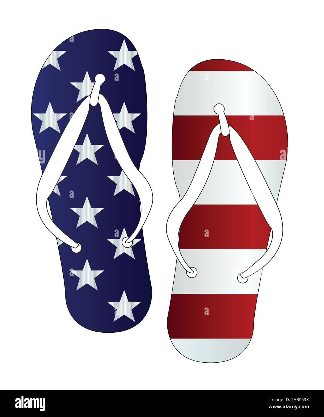 Ancien Bleu et blanc du drapeau de gloire flip flop shoe silhouette sur un fond blanc Illustration de Vecteur