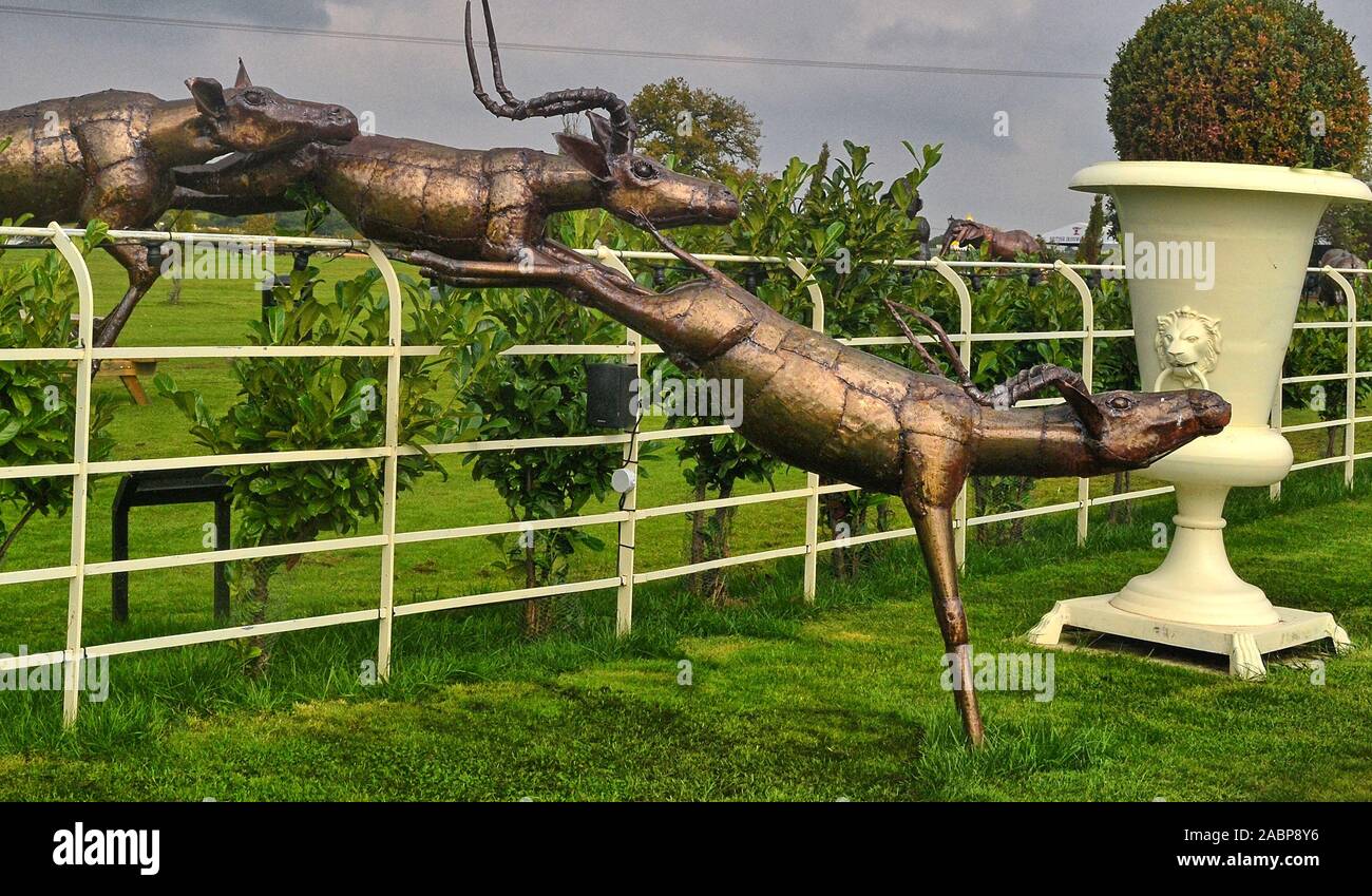 Sculpture de cerf à la ferronnerie britannique Center et parc de sculptures de Shropshire, Oswestry, Shropshire, Angleterre Banque D'Images