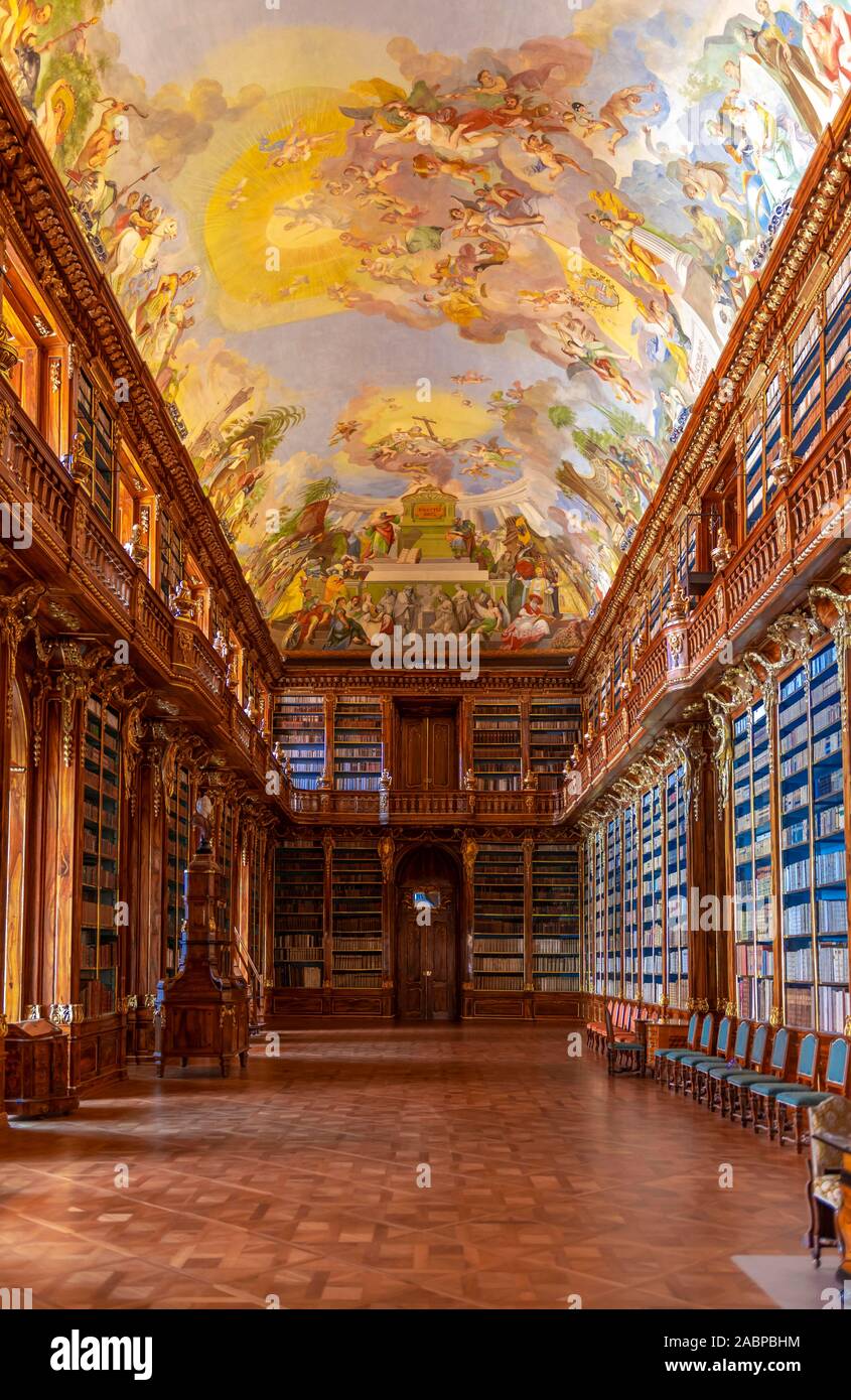 Salle de philosophie, bibliothèque de Strahov, le monastère de Strahov, Prague, Prague, République Tchèque Banque D'Images