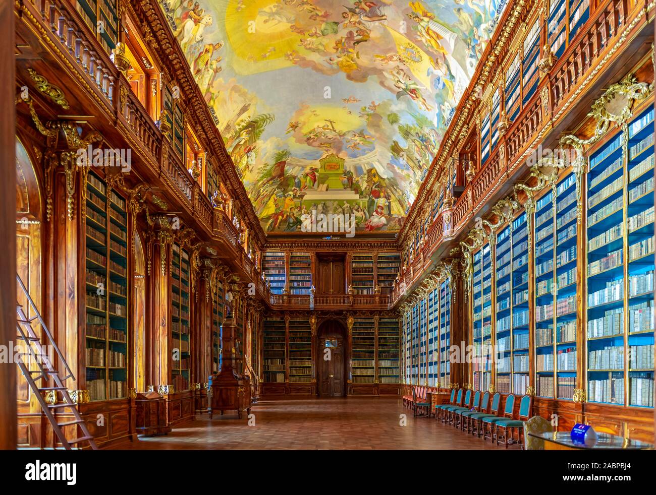 Salle de philosophie, bibliothèque de Strahov, le monastère de Strahov, Prague, Prague, République Tchèque Banque D'Images