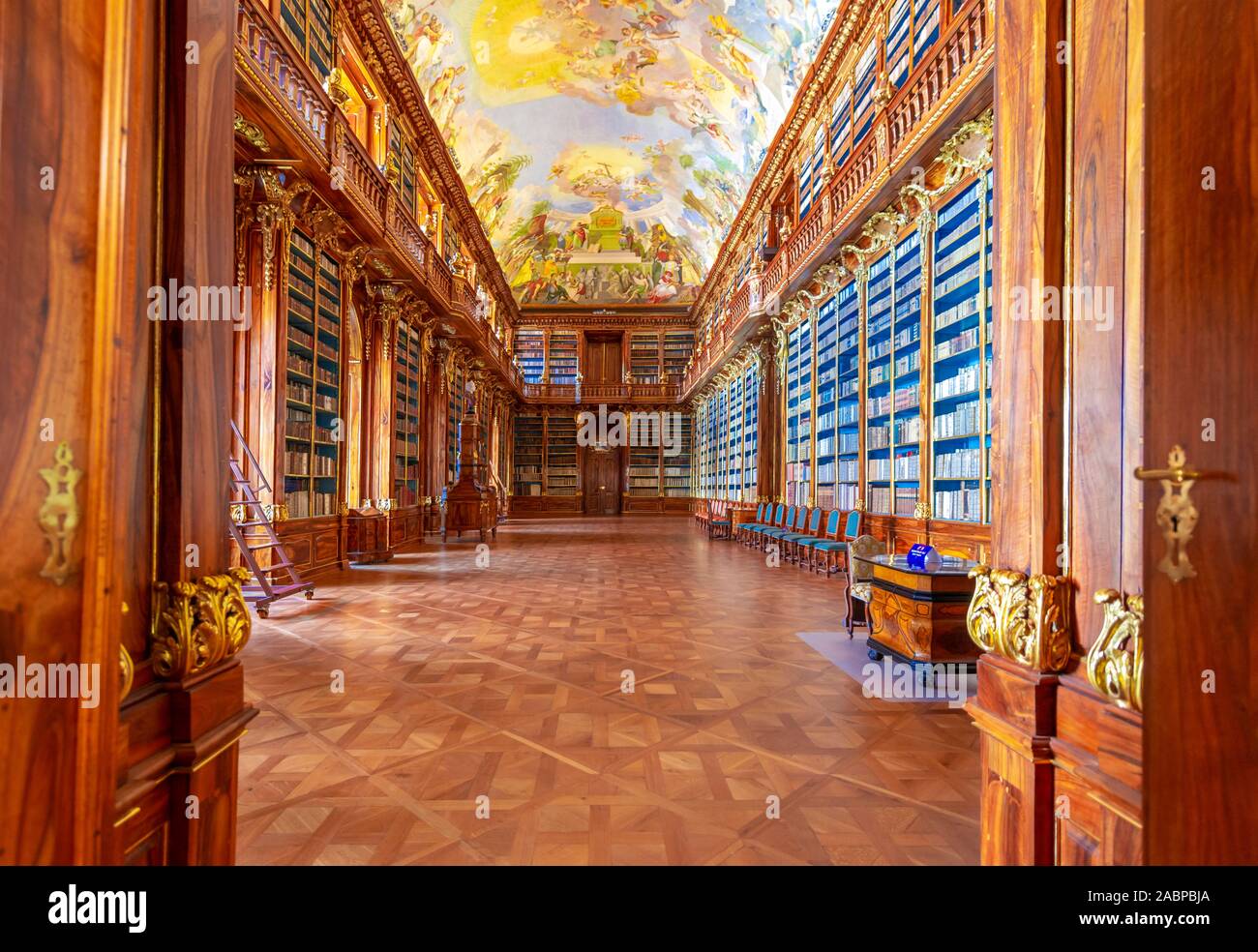 Salle de philosophie, bibliothèque de Strahov, le monastère de Strahov, Prague, Prague, République Tchèque Banque D'Images