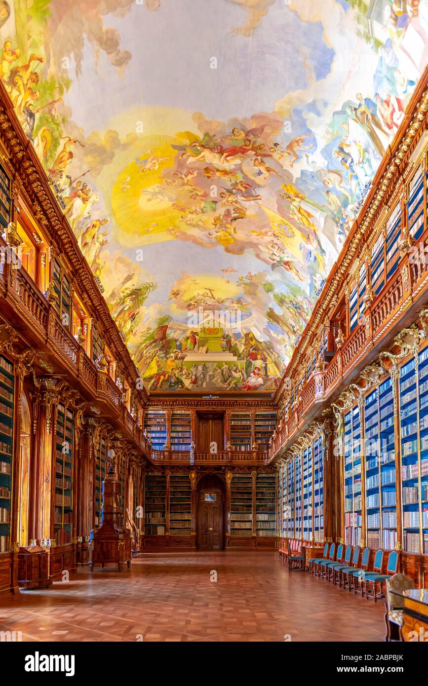 Salle de philosophie, bibliothèque de Strahov, le monastère de Strahov, Prague, Prague, République Tchèque Banque D'Images