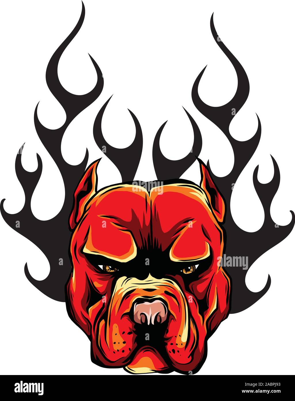 Bulldog flammes sur fond blanc vector illustration Illustration de Vecteur