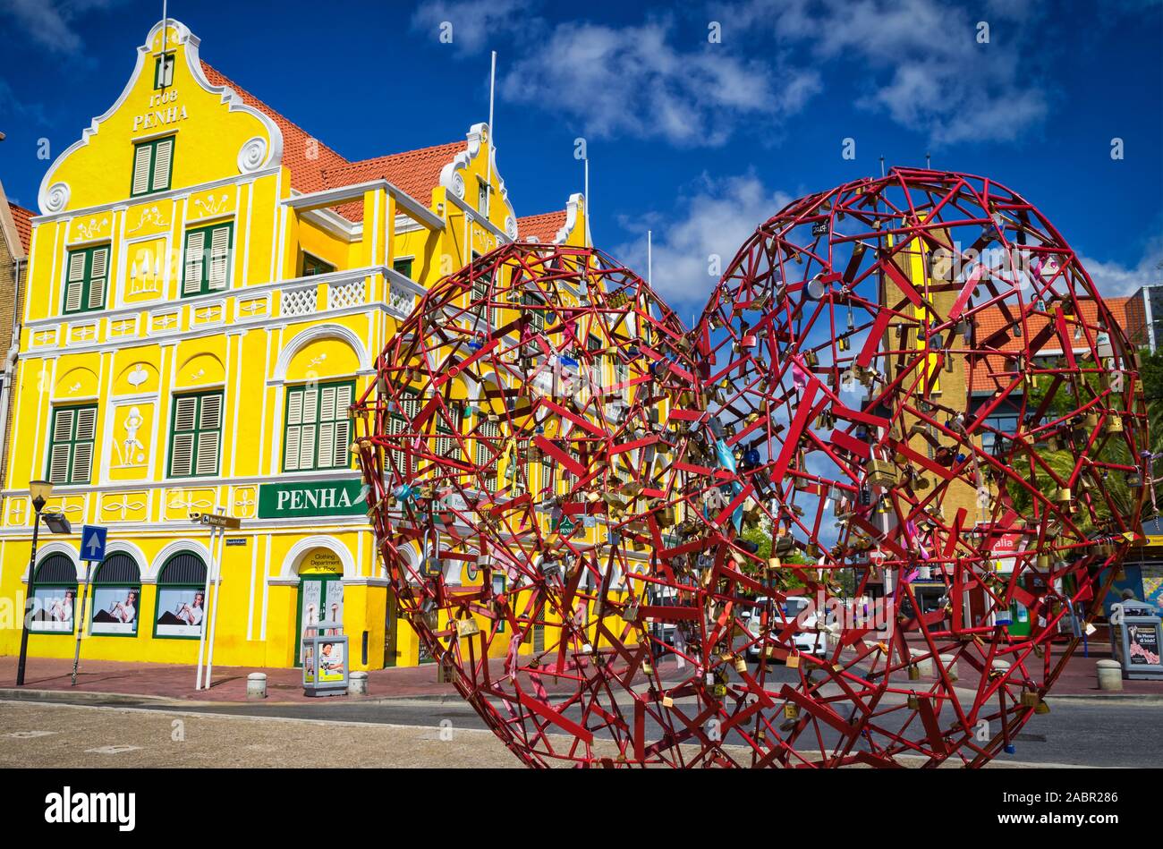 Coeur de verrous emma bridge sur Curacao Banque D'Images