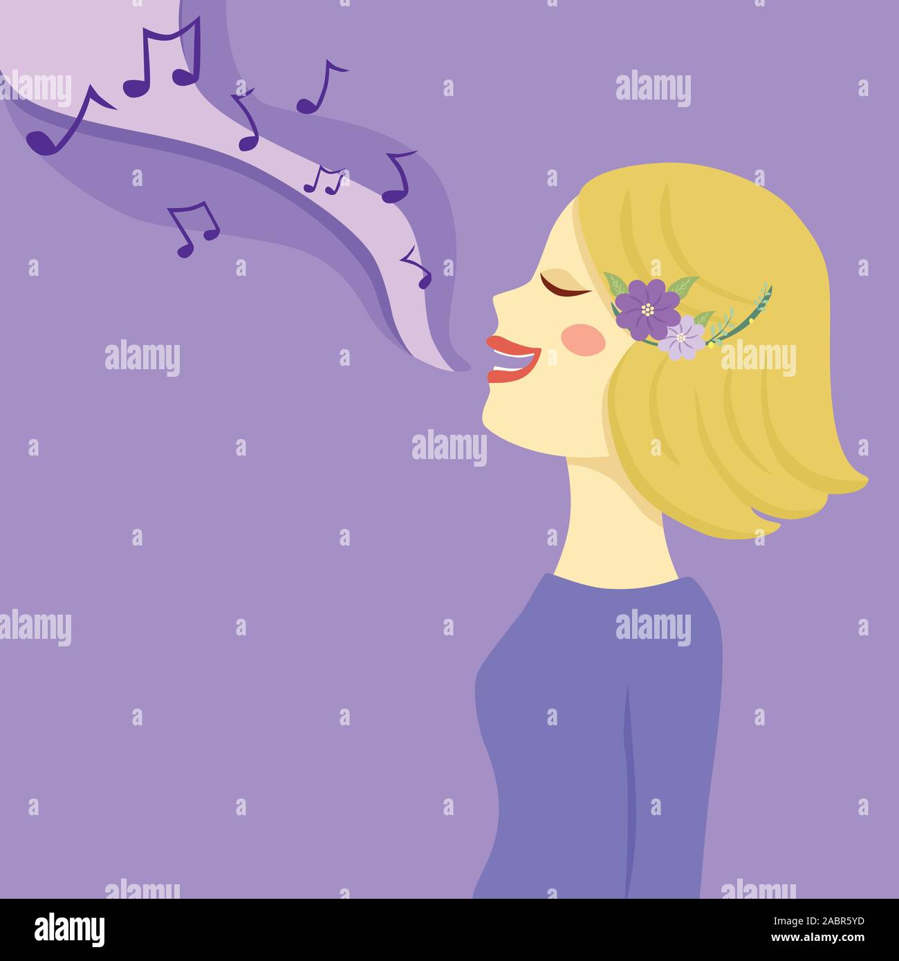 Femme blonde chanter une chanson Vector Illustration de Vecteur