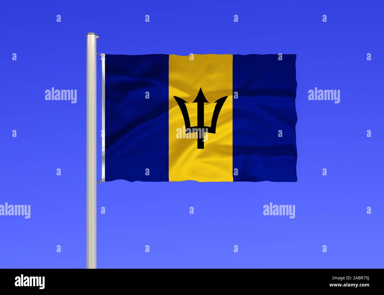 Flagge von Barbade, Mittelamerika, Afrika, Inselstaat im Atlantik, Banque D'Images