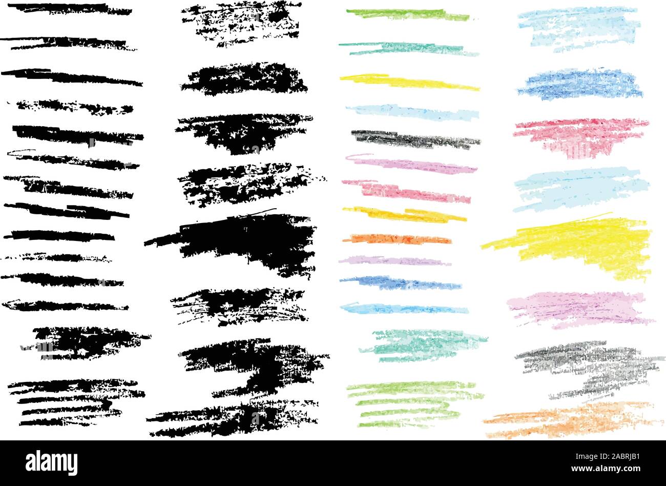 Ensemble d'éléments de conception de couleur faite avec les crayons de cire. Illustration de Vecteur