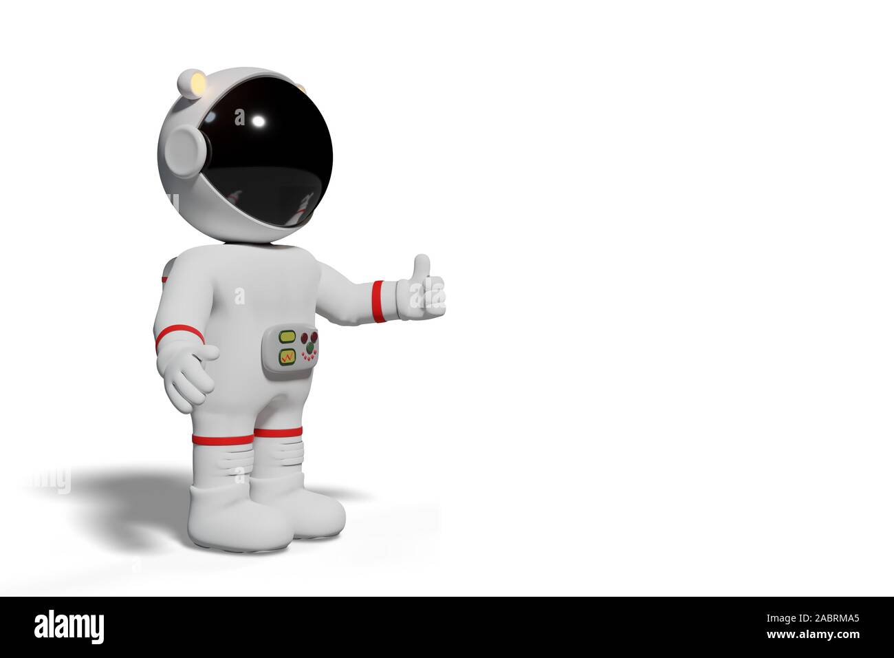 L'astronaute de dessins animés en 3d avec les pouces jusqu'à un espace vide Banque D'Images