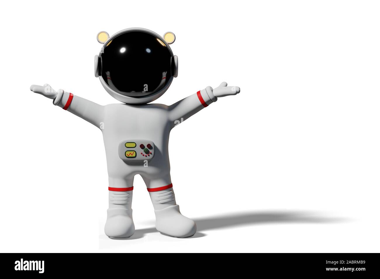 Avec les mains de l'astronaute a soulevé, personnage 3D présentant Banque D'Images