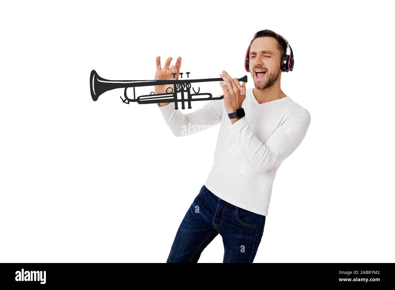 Guy playing trumpet Banque d'images détourées - Alamy