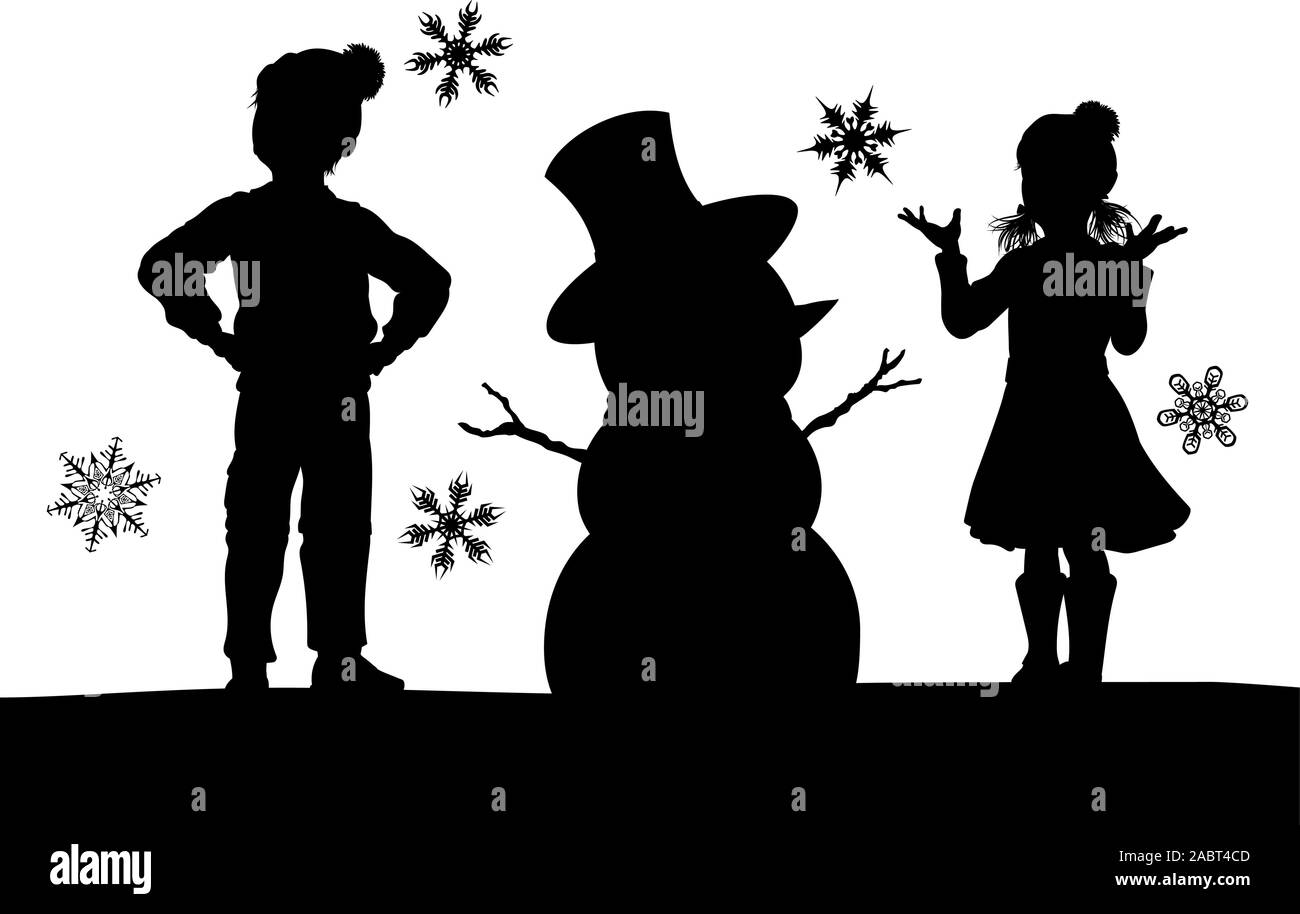 Les enfants de Noël Silhouette Bonhomme de bâtiment Illustration de Vecteur