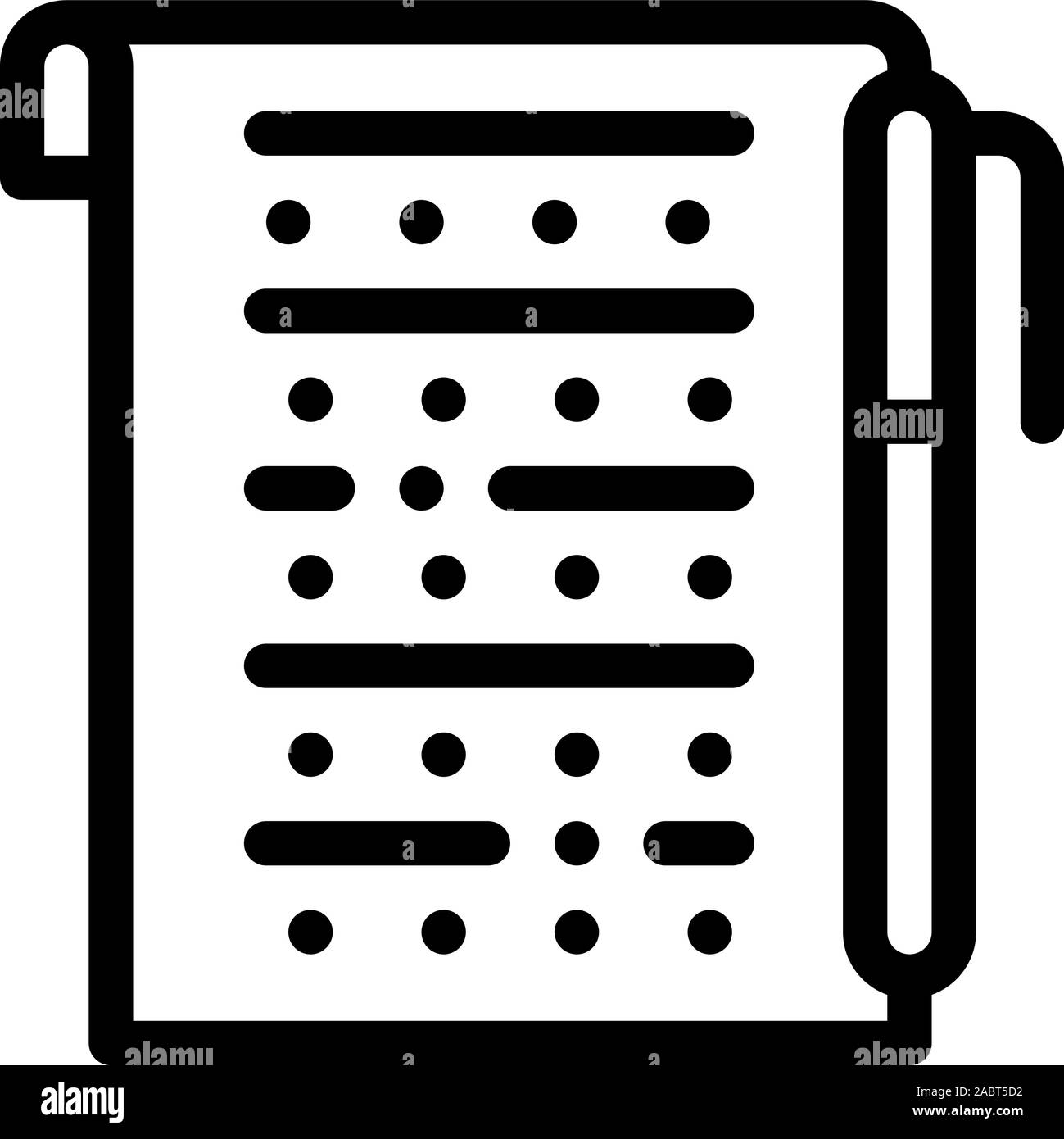 Feuille d'examen avec l'icône de crayon contour Vector Illustration Illustration de Vecteur