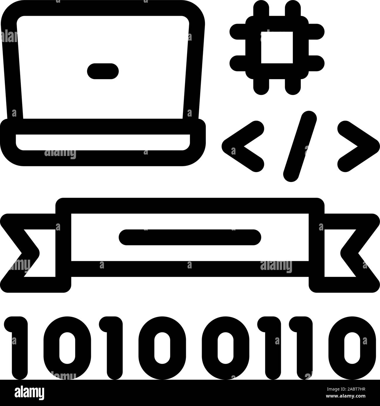 L'icône de l'obtention du diplôme en programmation informatique contours vecteur Illustration Illustration de Vecteur