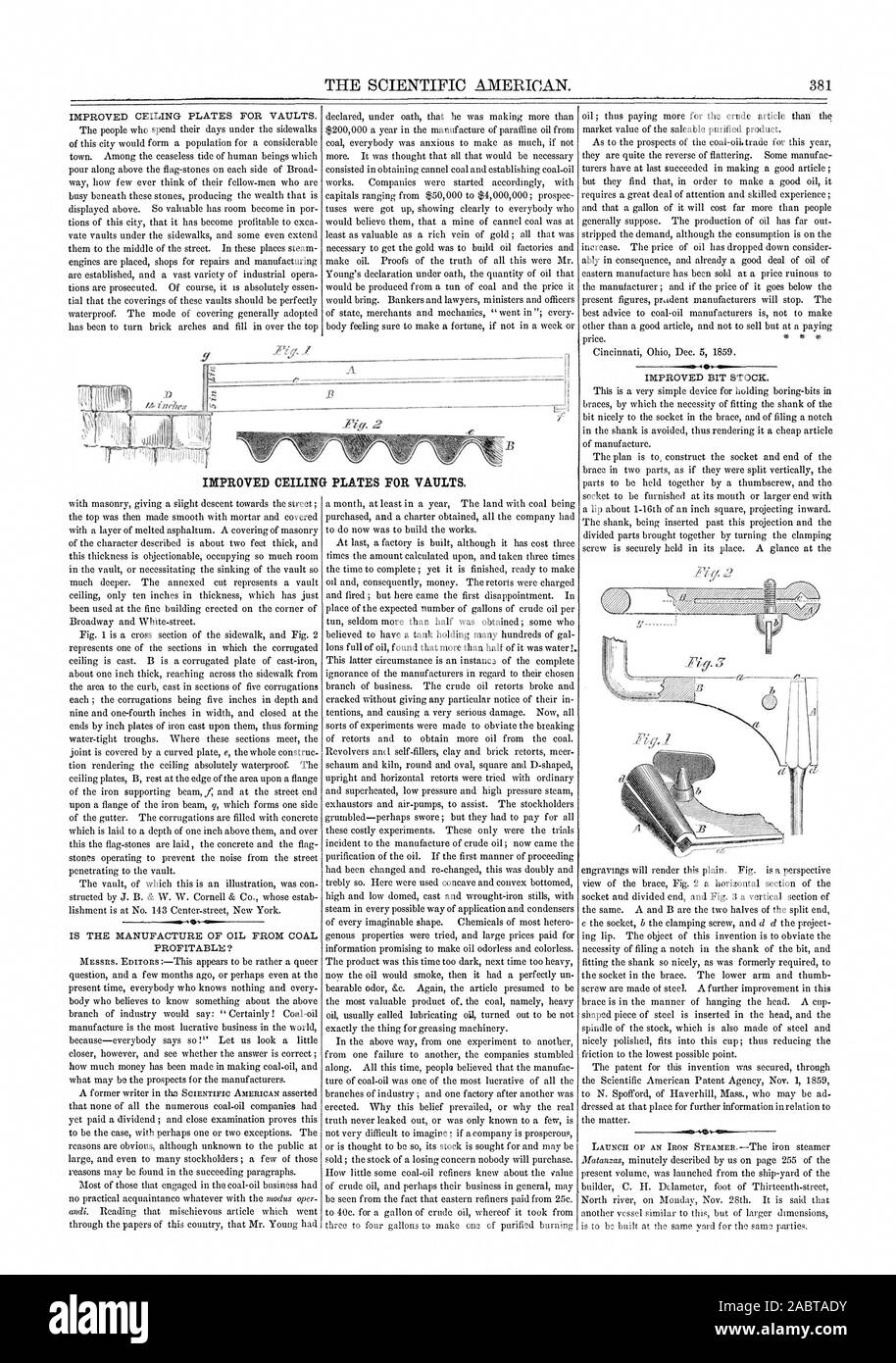 L'amélioration des plaques de plafond pour les voûtes., Scientific American, 1859-12-10 Banque D'Images