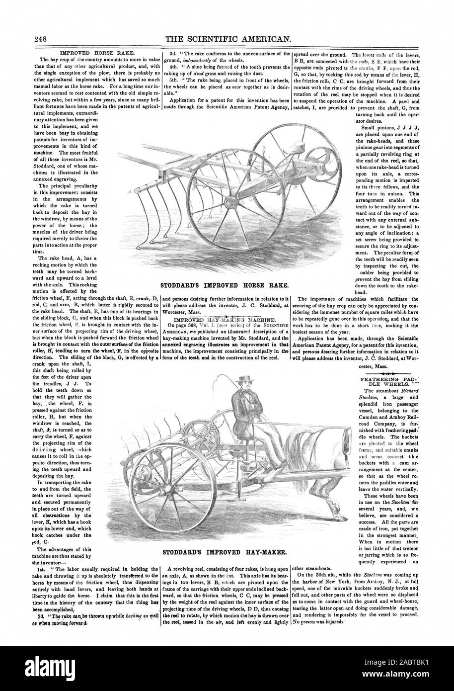 L'AMÉLIORATION DE STODDARD HORSE RAKE., Scientific American, 1860-04-14 Banque D'Images