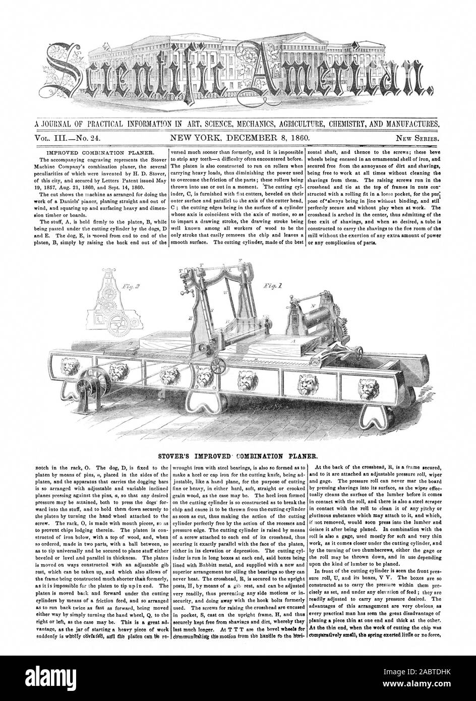 L'amélioration de la canne de combinaison. raboteuse, Scientific American, 1860-12-08 Banque D'Images