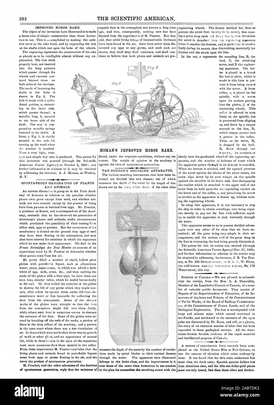 L'AMÉLIORATION DE L'Horse Rake. sur ceux de la même classe, jusqu'à utiliser se compose plus récemment émis moins que ceux plus âgés et plus épais. . . -, Scientific American, 1860-12-15 Banque D'Images
