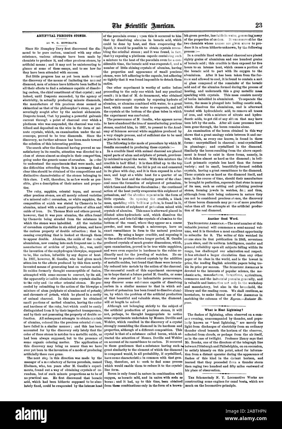 Nadal 23 Un autre bon mot. Qu'est-ce qu'Éclairs de chaleur JE PAR W. G. HOWGRAVE., Scientific American, 1862-07-12 Banque D'Images