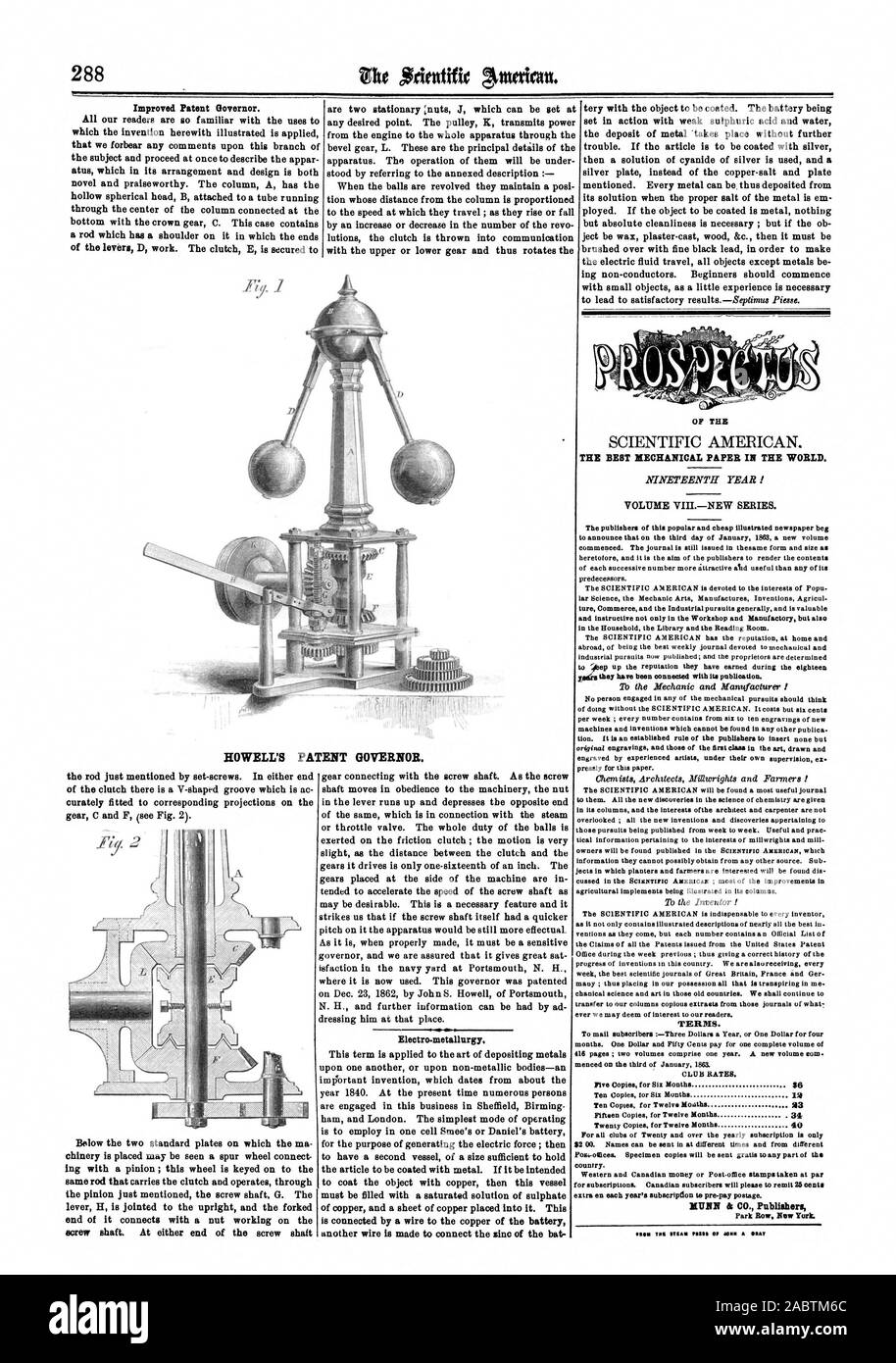 Brevet amélioré Gouverneur. plaque d'argent au lieu de la plaque de cuivre en sel et mentionnés. Tous les métaux peuvent être ainsi déposé de sa solution lorsque le bon sel de la metal électro-em est la métallurgie. Le gouverneur de brevets. Le MEILLEUR DE LA MÉCANIQUE DU PAPIER DANS LE MONDE. VIIINEW VOLUME SÉRIE. 23 À PARTIR DE TROP DE MAO 66666 40101 Une AOS ! Termes. pays. MUNN & CIE Éditeurs, Scientific American, 1863-05-02 Banque D'Images