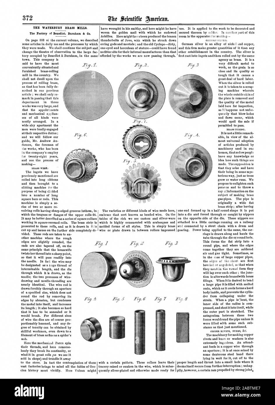 Le WATERBURY BRASS MILLS l'usine de Benoît Burnham & Co., Scientific American, 1863-06-13 Banque D'Images